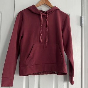 Carbon 38 Legian Macrame Crochet Pullover Sweatshirt XS Mauve Pink